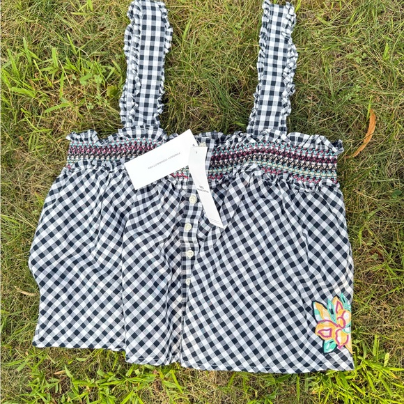 French Connection Black and White Checkered Tank Top - Picture 1 of 6